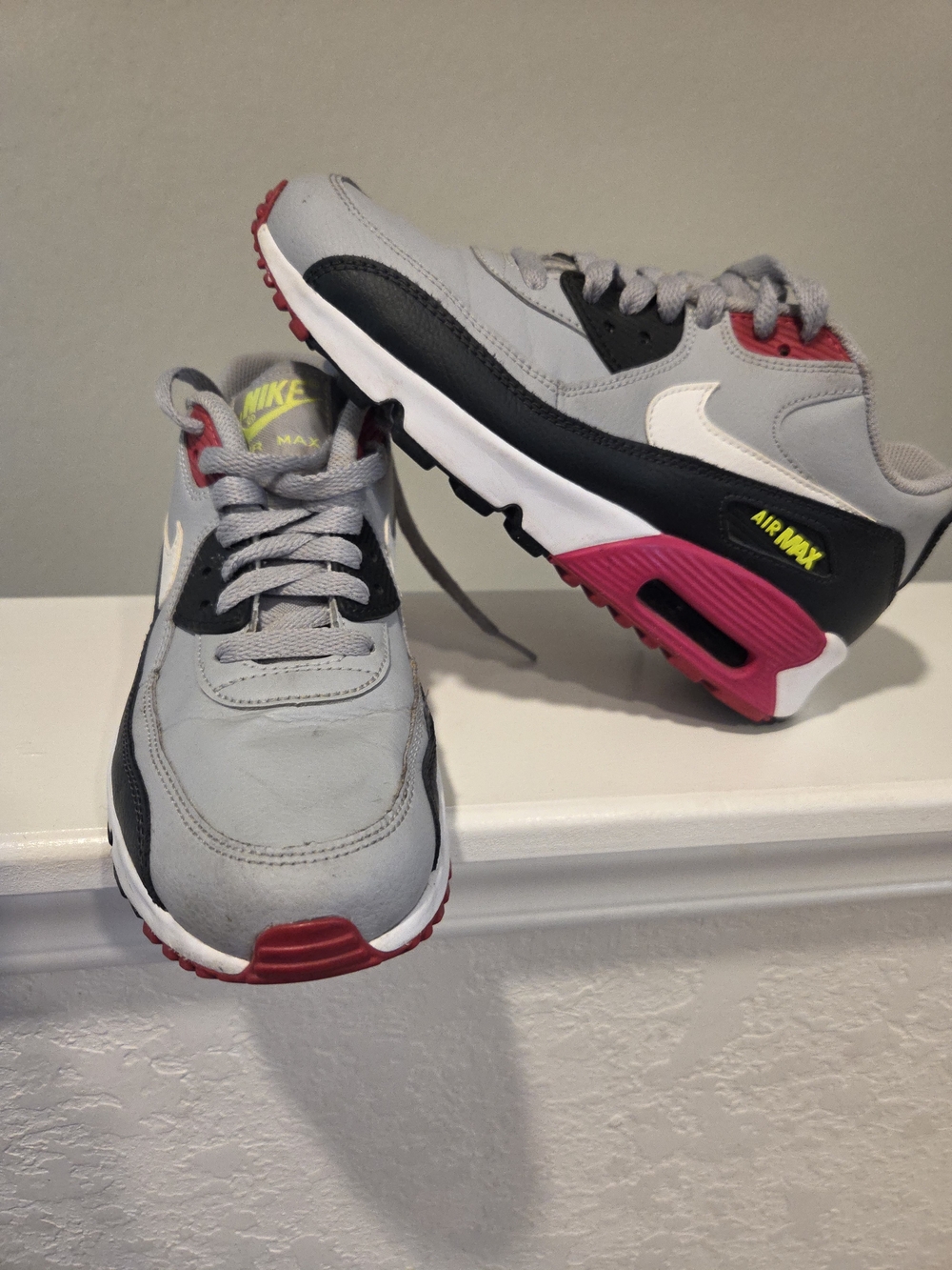 Nike Kids' Air Max Grey Black White Pink Athletic Shoes